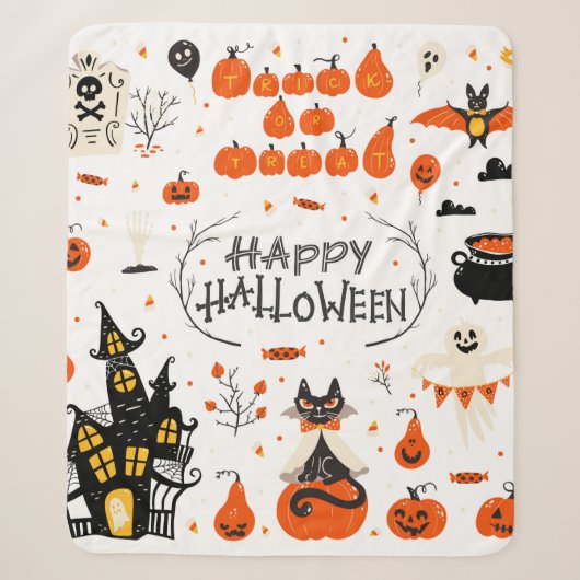 Couverture Sherpa Eléments de design Halloween. Cliparts d'Halloween (Devant)