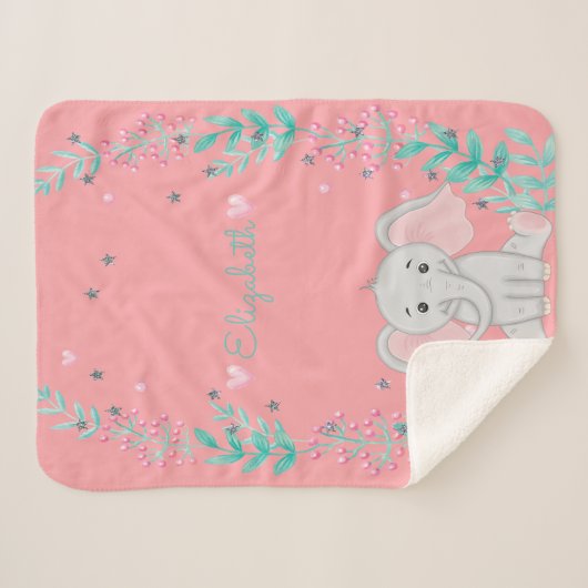 Couverture Sherpa Eléphant Bébé mignon (Devant (Horizontal))