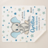 Couverture Sherpa Eléphant Bébé mignon avec oreilles bleues Boy Stat (Devant (Horizontal))