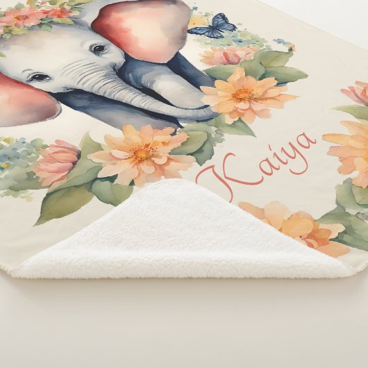 Couverture Sherpa Eléphant bébé personnalisé (3/4)