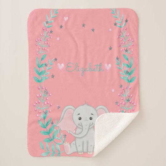 Couverture Sherpa Éléphant de bébé mignon (Devant)