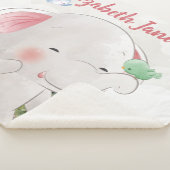 Couverture Sherpa Eléphant mignon aux oiseaux Mélange paysage floral (3/4)