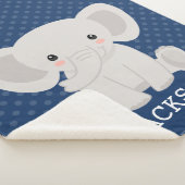 Couverture Sherpa Eléphant Navy Blue Polka Dot Personnalisé Garçon (3/4)