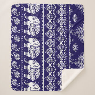 Couverture Sherpa Elephant, paisley : motif vintage tribal.