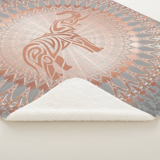Couverture Sherpa Eléphant rose Gold Grey Mandala (3/4)