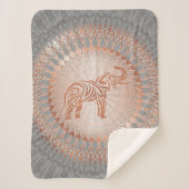 Couverture Sherpa Eléphant rose Gold Grey Mandala (Devant)