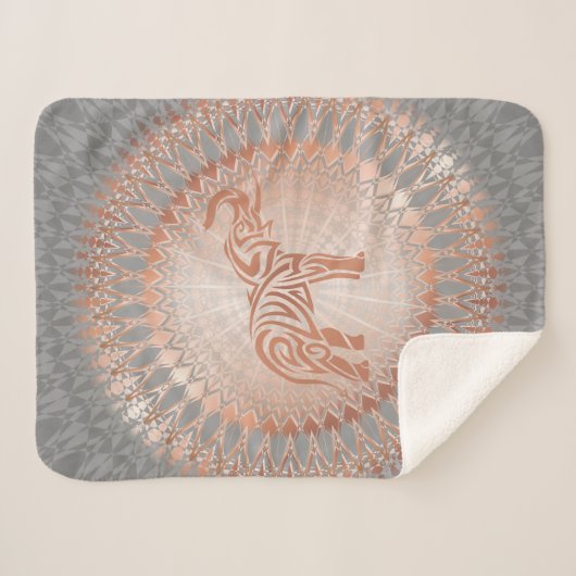 Couverture Sherpa Eléphant rose Gold Grey Mandala (Devant (Horizontal))