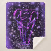 Couverture Sherpa Eléphant Rose Violet Neon Marchant La Nuit étoilée (Devant)