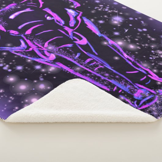 Couverture Sherpa Eléphant Rose Violet Neon Marchant La Nuit étoilée (3/4)