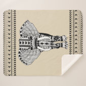 Couverture Sherpa Eléphant tribal noir et blanc de Bohême (Devant (Horizontal))