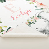 Couverture Sherpa Eléphante florale rose (3/4)