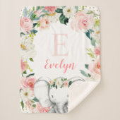 Couverture Sherpa Eléphante florale rose (Devant)