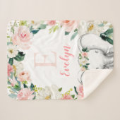 Couverture Sherpa Eléphante florale rose (Devant (Horizontal))