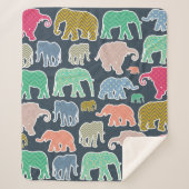 Couverture Sherpa Eléphants Colorés, Motif Des Eléphants, Zigzag (Devant)