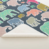 Couverture Sherpa Eléphants Colorés, Motif Des Eléphants, Zigzag (3/4)