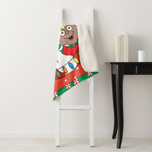 Couverture Sherpa Elfes de Noël de couleur (En situation)