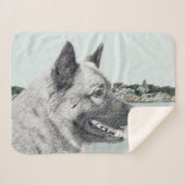 Couverture Sherpa Elkhound norvégien à la peinture de village - Chie (Devant (Horizontal))