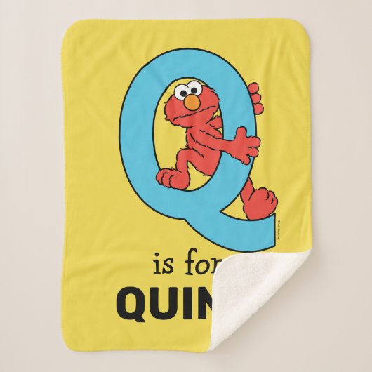 Couverture Sherpa Elmo Alphabet | Bleu Q (Devant)