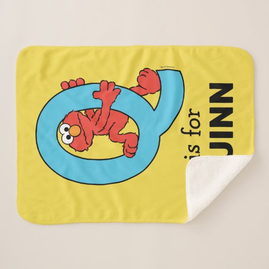 Couverture Sherpa Elmo Alphabet | Bleu Q (Devant (Horizontal))