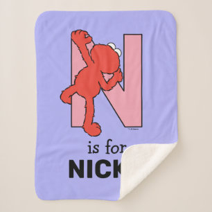 Couverture Sherpa Elmo Alphabet   N rose