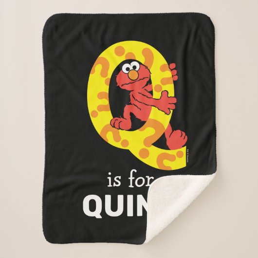 Couverture Sherpa Elmo Alphabet | Point de question Q (Devant)