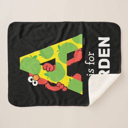 Couverture Sherpa Elmo Alphabet | Une pomme (Devant (Horizontal))