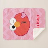Couverture Sherpa Elmo Face Jeter un baiser | Ajouter Votre Nom (Devant (Horizontal))