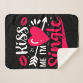 Couverture Sherpa Embrasse-moi Je suis célibataire Saint-Valentin (Devant (Horizontal))