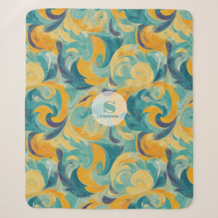 Couverture Sherpa Emerald Green et Gold Paisley Abstrait inspiré
