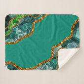 Couverture Sherpa Emerald Green & Gold Agate Parties scintillant (Devant (Horizontal))