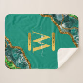 Couverture Sherpa Emerald Green & Gold Agate Parties scintillant Mon (Devant (Horizontal))