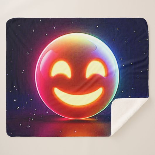 Couverture Sherpa Emoji Orb Joyeux (Devant (Horizontal))