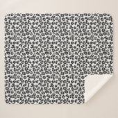 Couverture Sherpa empreinte de léopard en noir et blanc avec gris / (Devant (Horizontal))