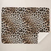 Couverture Sherpa Empreinte de léopard noir crème (Devant (Horizontal))