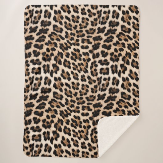 Couverture Sherpa Empreinte de léopard noir crème chic (Devant)