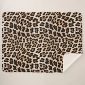 Couverture Sherpa Empreinte de léopard noir crème chic (Devant (Horizontal))