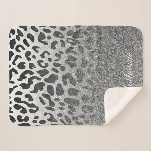 Couverture Sherpa Empreinte de léopard parties scintillant (Devant (Horizontal))