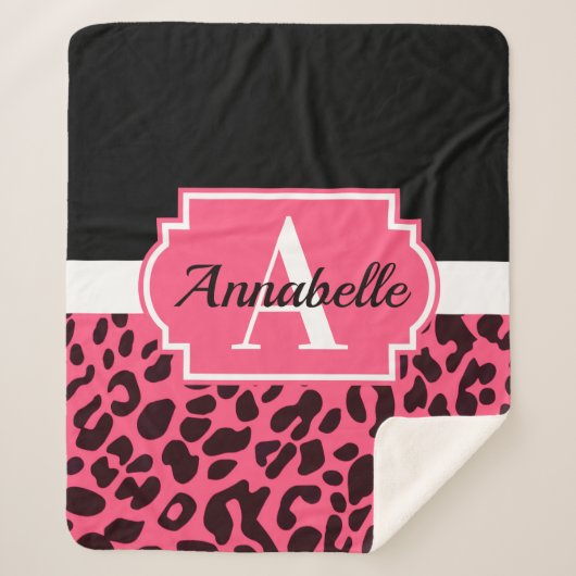 Couverture Sherpa Empreinte de léopard rose (Devant)