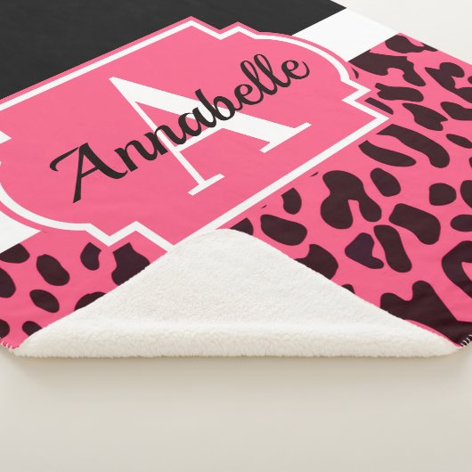 Couverture Sherpa Empreinte de léopard rose (3/4)