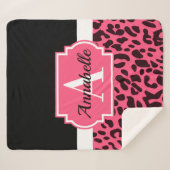 Couverture Sherpa Empreinte de léopard rose (Devant (Horizontal))