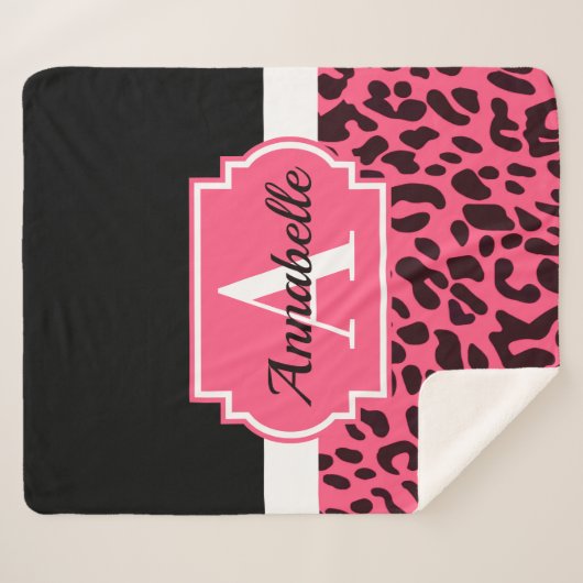 Couverture Sherpa Empreinte de léopard rose (Devant (Horizontal))