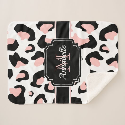 Couverture Sherpa Empreinte de léopard rose (Devant (Horizontal))