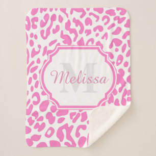 Couverture Sherpa Empreinte de léopard rose