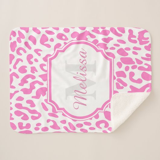 Couverture Sherpa Empreinte de léopard rose (Devant (Horizontal))