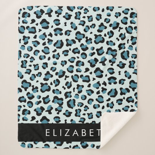 Couverture Sherpa Empreinte de léopard, Spots, Leopard Bleu, Votre N (Devant)