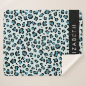 Couverture Sherpa Empreinte de léopard, Spots, Leopard Bleu, Votre N (Devant (Horizontal))