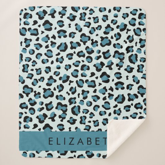 Couverture Sherpa Empreinte de léopard, Spots, Leopard Bleu, Votre N (Devant)