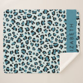 Couverture Sherpa Empreinte de léopard, Spots, Leopard Bleu, Votre N (Devant (Horizontal))