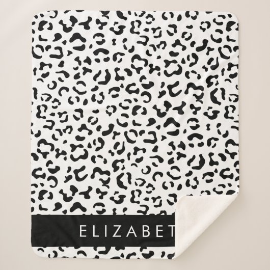 Couverture Sherpa Empreinte de léopard, Spots, Noir Et Blanc, Votre (Devant)