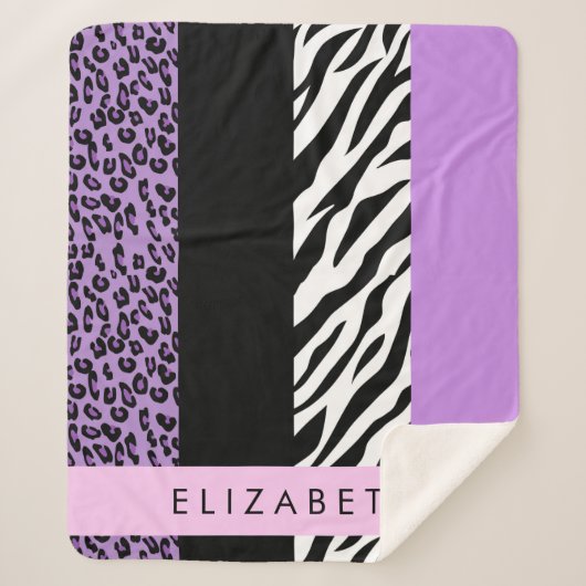 Couverture Sherpa Empreinte de léopard, Zebra Print, Purple, Votre n (Devant)